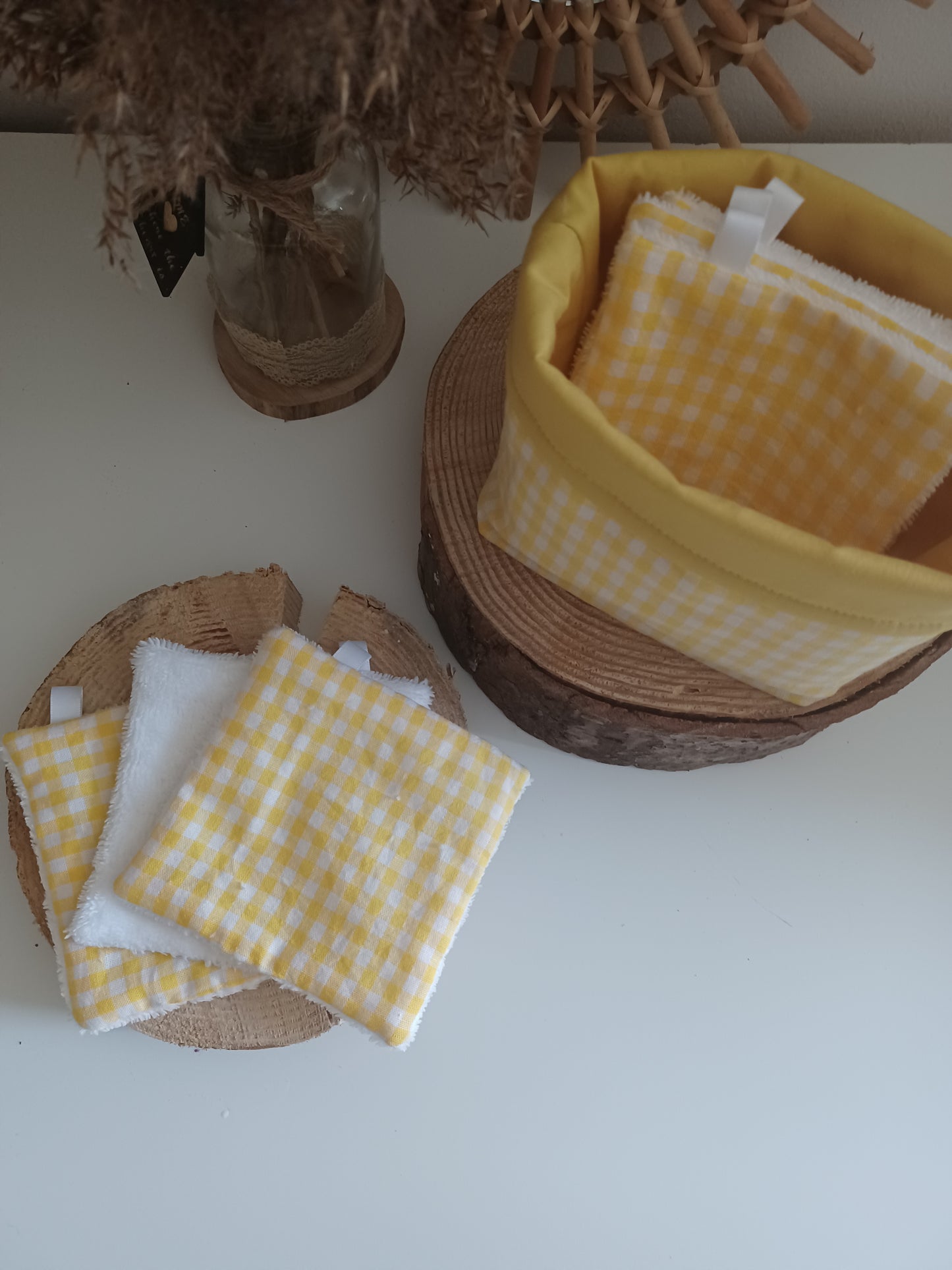 Lingettes lavables et réutilisables + panière