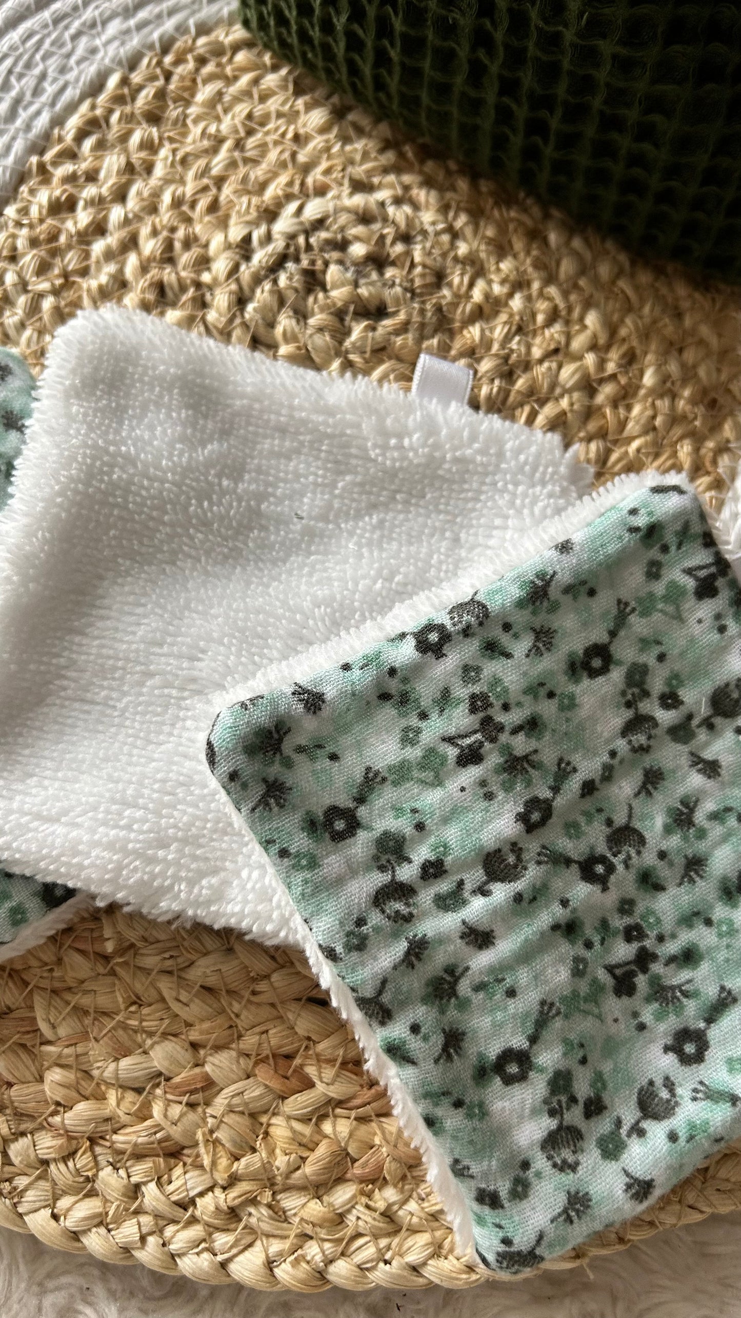 Lingettes lavables et réutilisables + panière