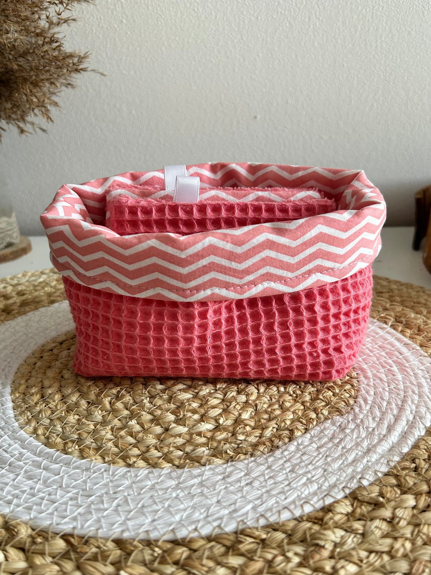 Lingettes lavables et réutilisables + panière