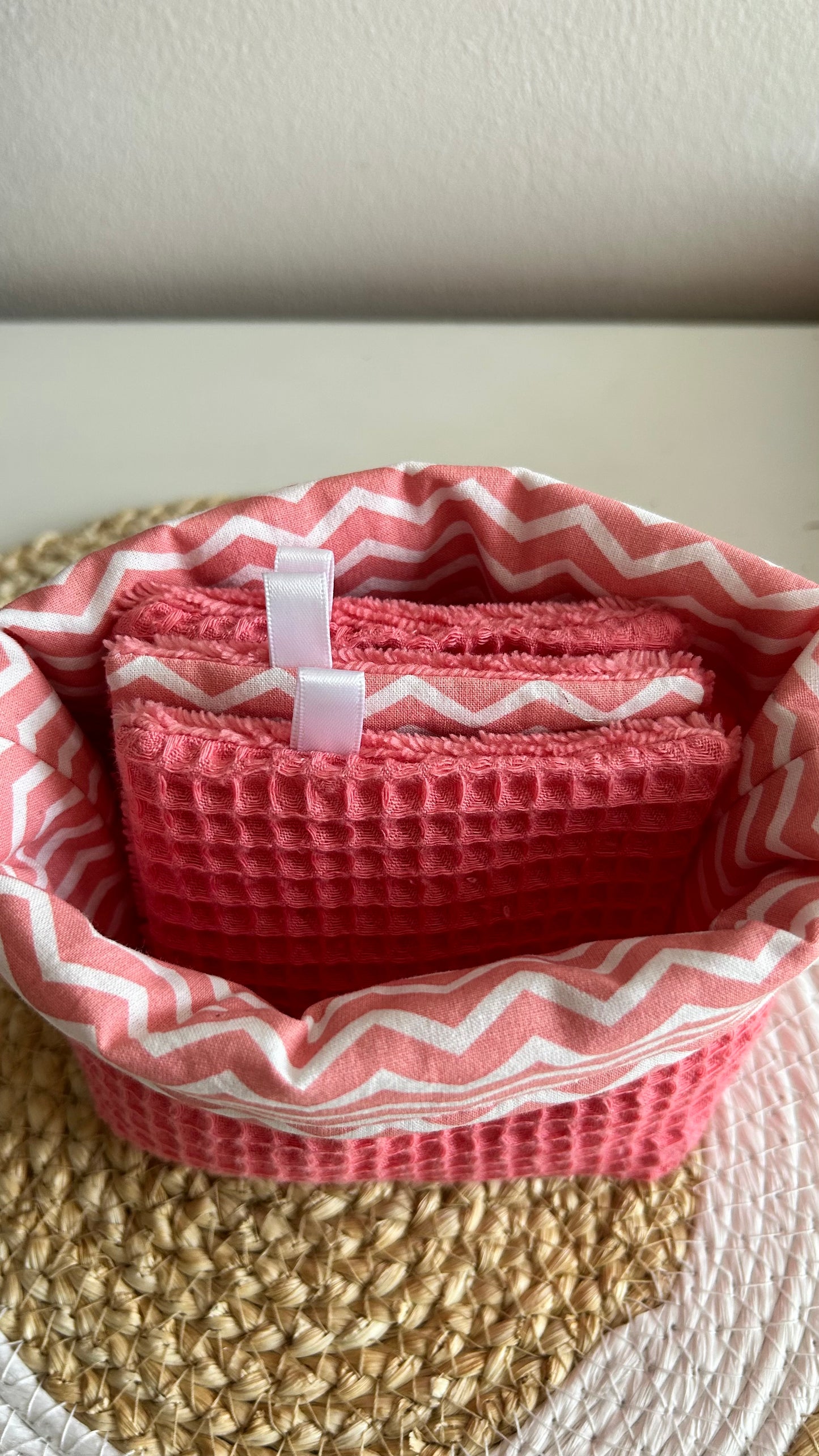 Lingettes lavables et réutilisables + panière