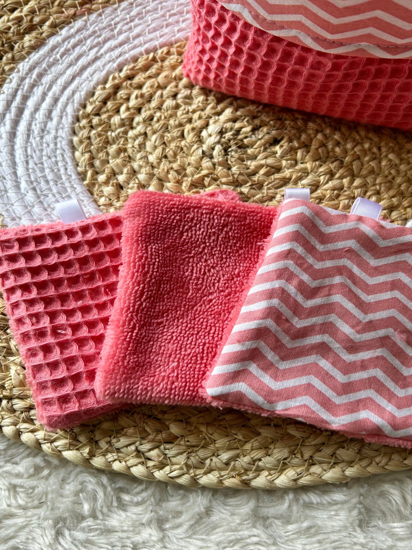 Lingettes lavables et réutilisables + panière