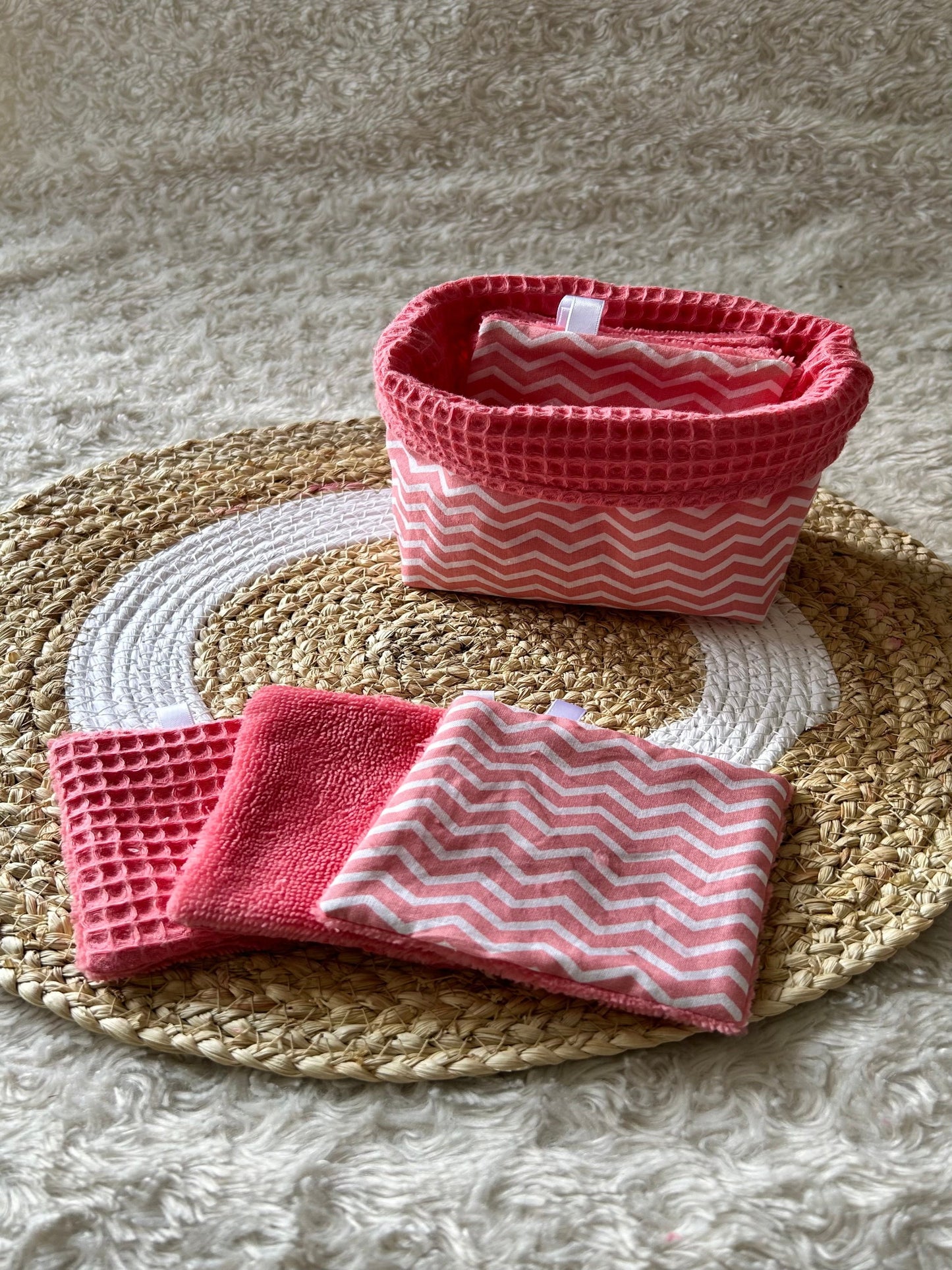 Lingettes lavables et réutilisables + panière