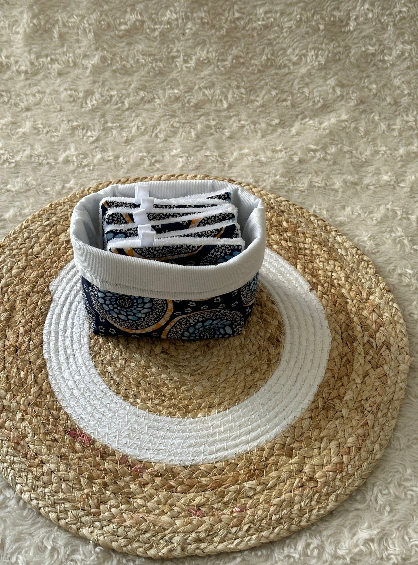 Lingettes lavables et réutilisables + panière