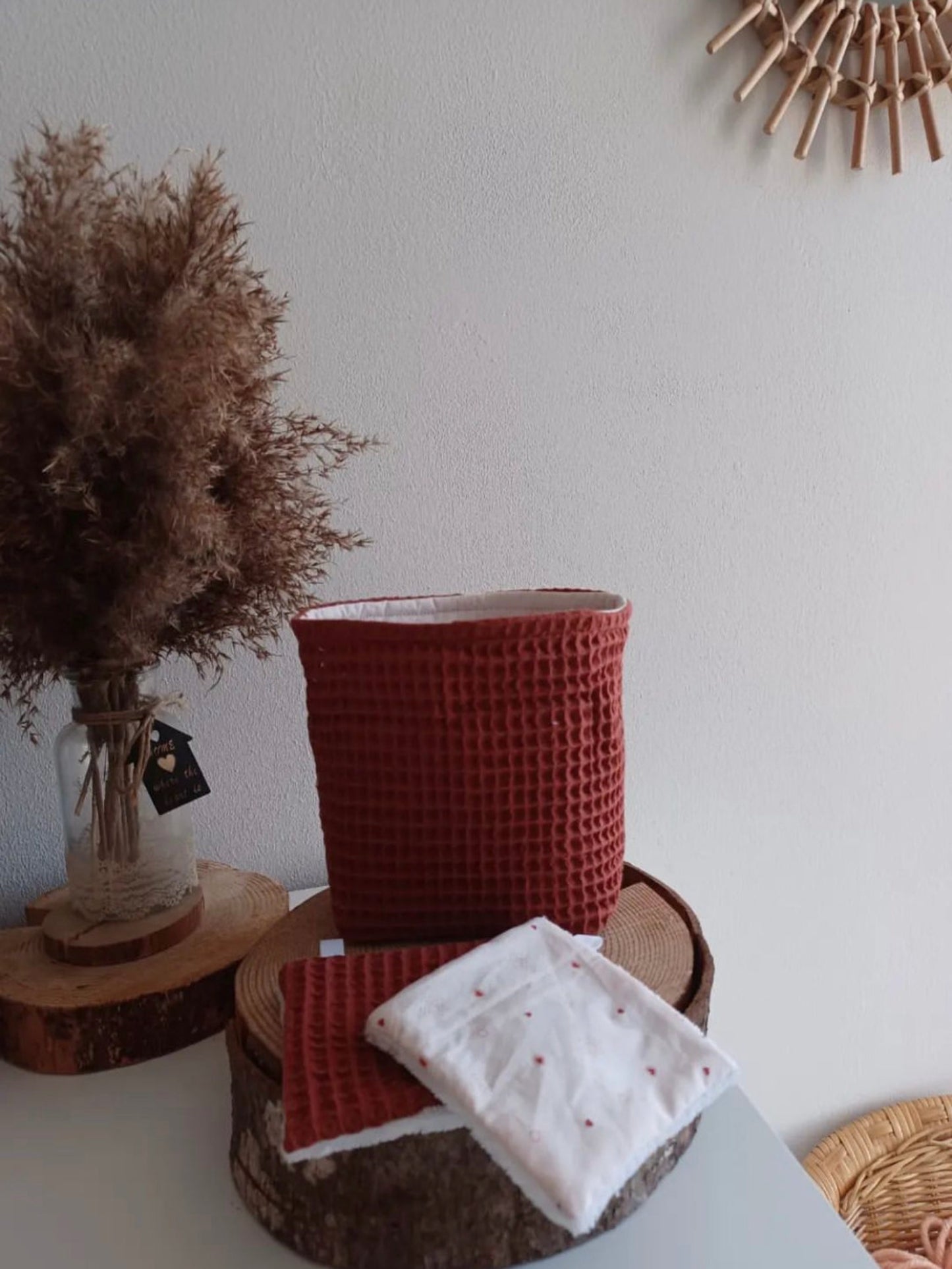 Lingettes lavables et réutilisables + panière