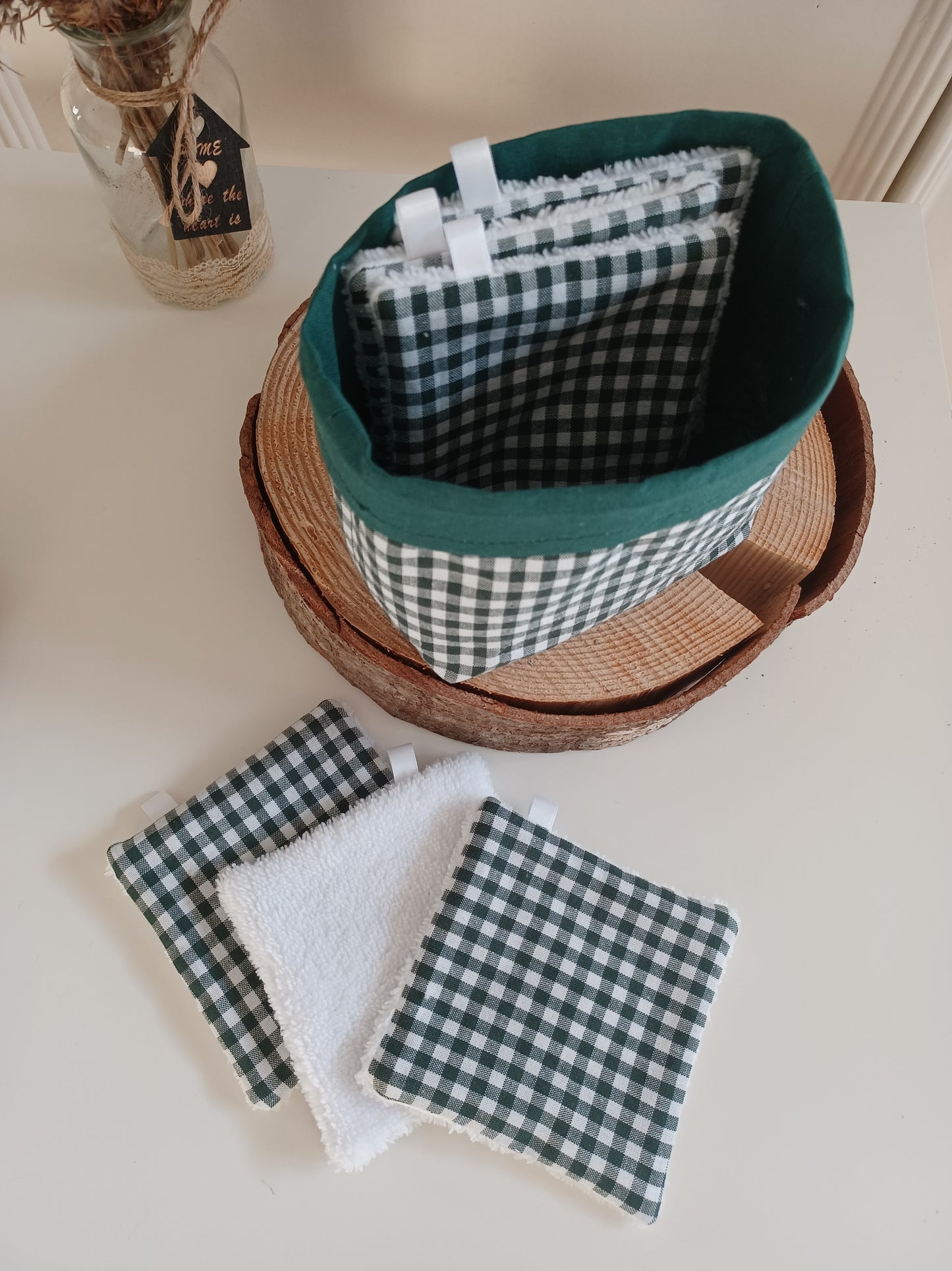 Lingettes lavables et réutilisables + panière