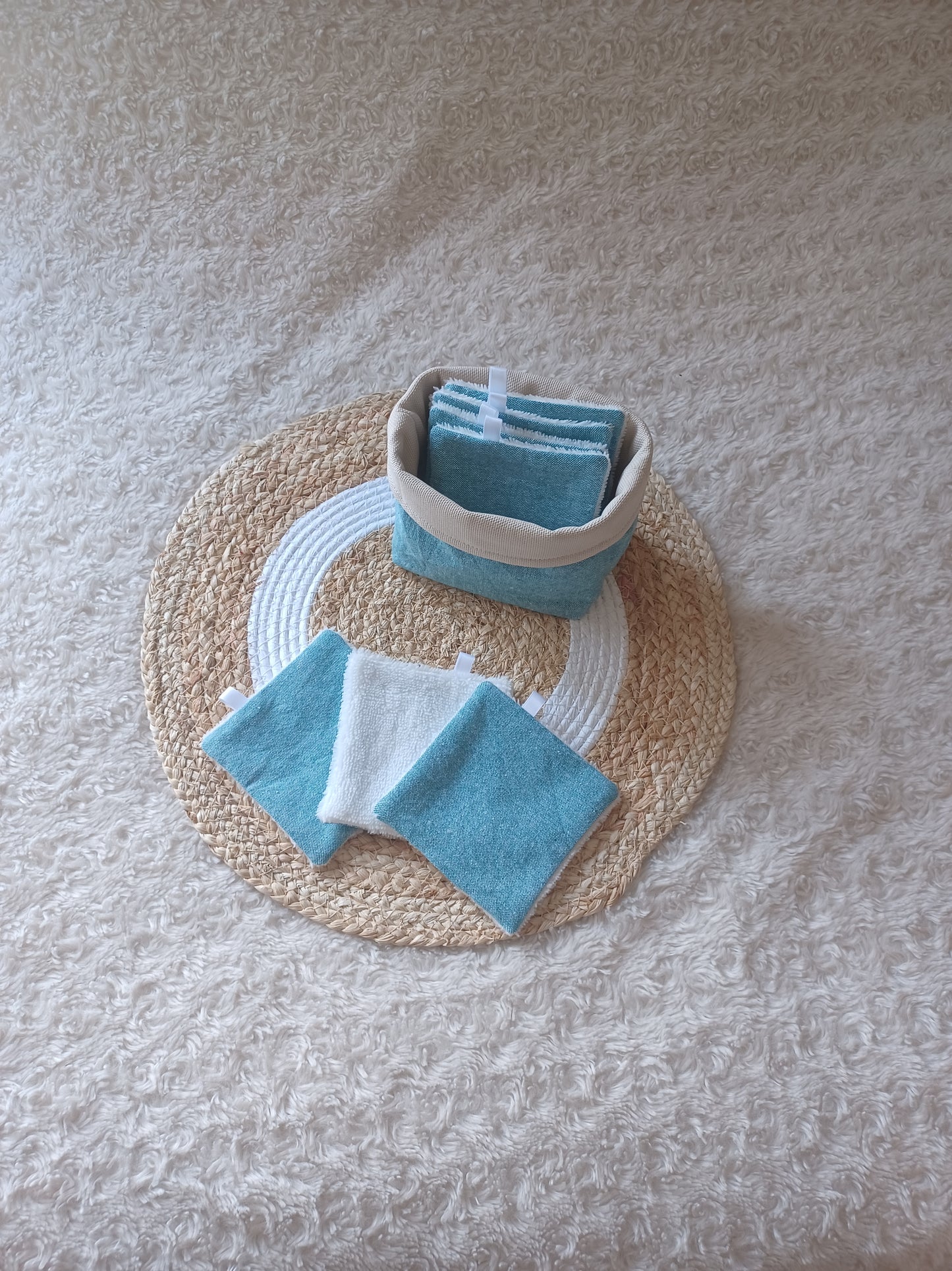 Lingettes lavables et réutilisables + panière
