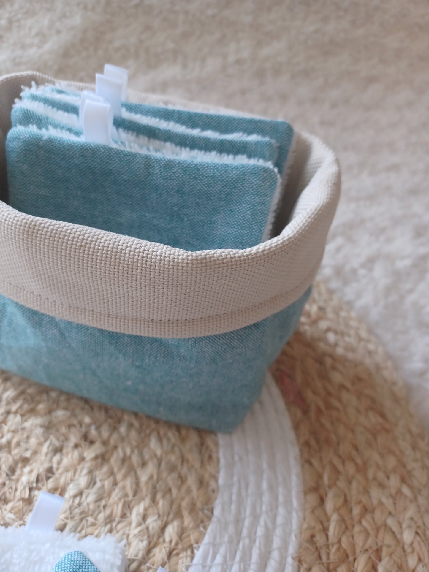 Lingettes lavables et réutilisables + panière