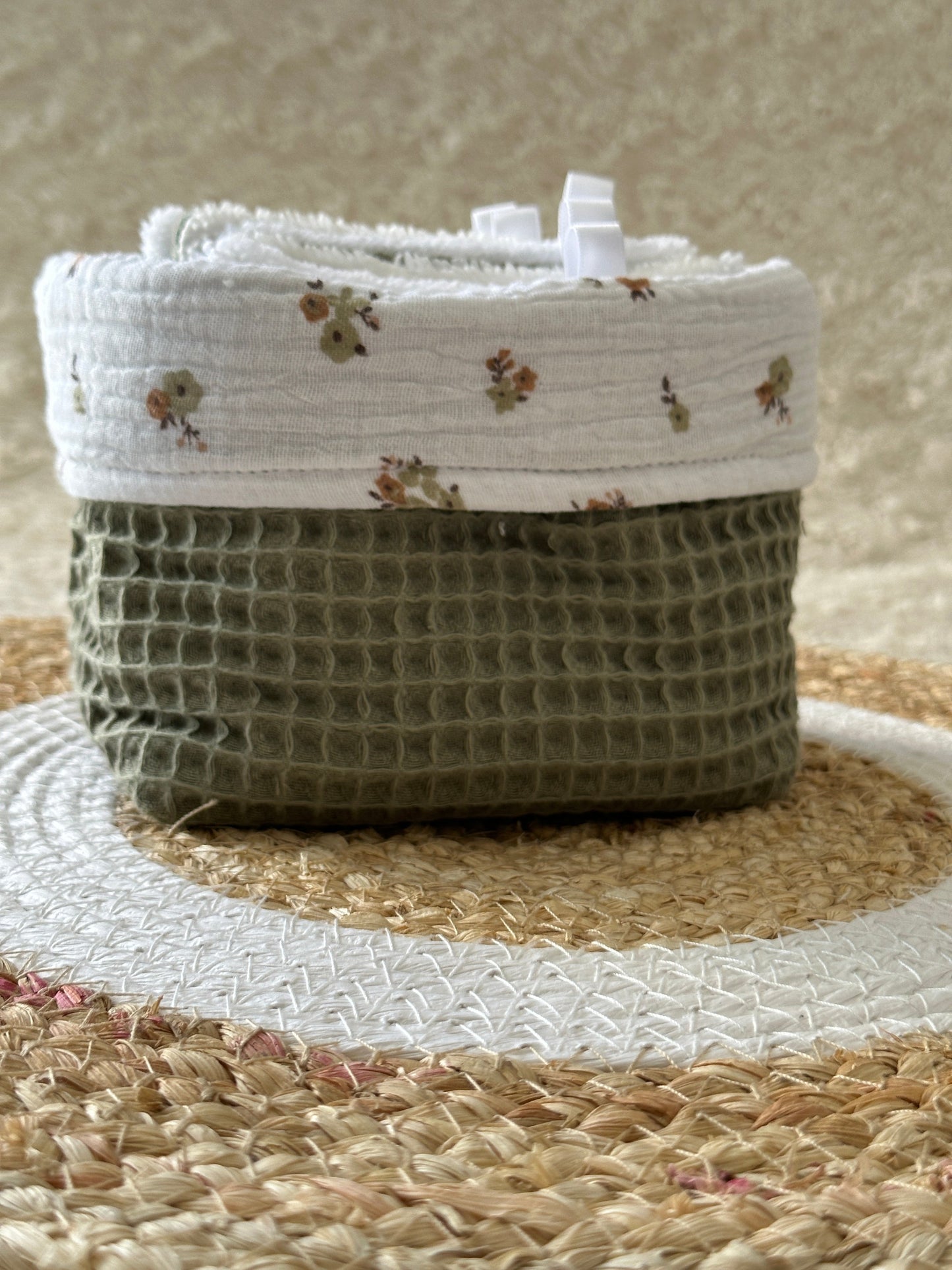 Lingettes lavables et réutilisables + panière