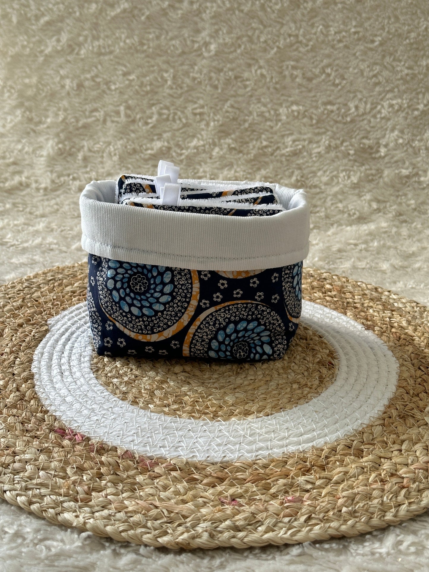Lingettes lavables et réutilisables + panière
