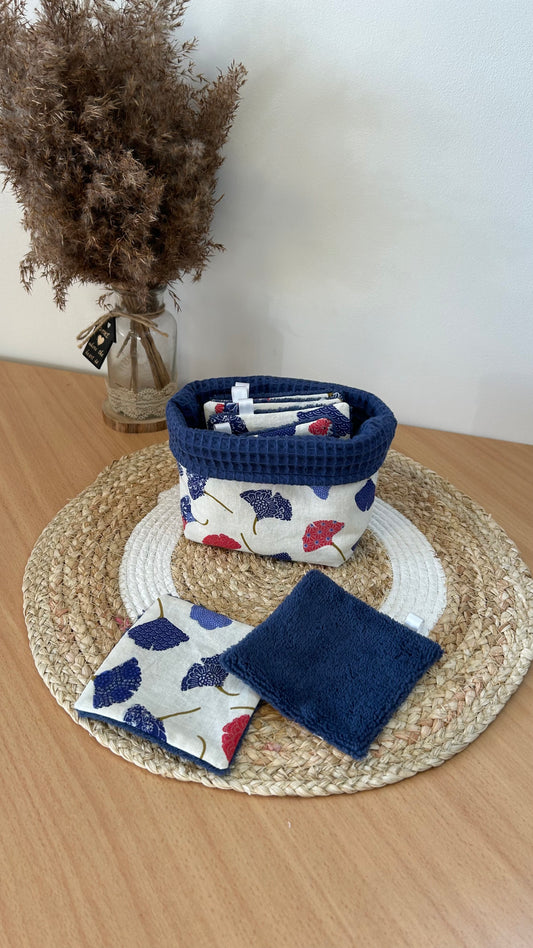 Lingettes lavables et réutilisables + panière