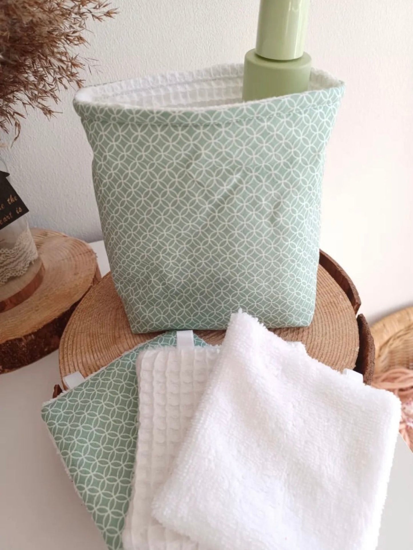 Lingettes lavables et réutilisables + panière