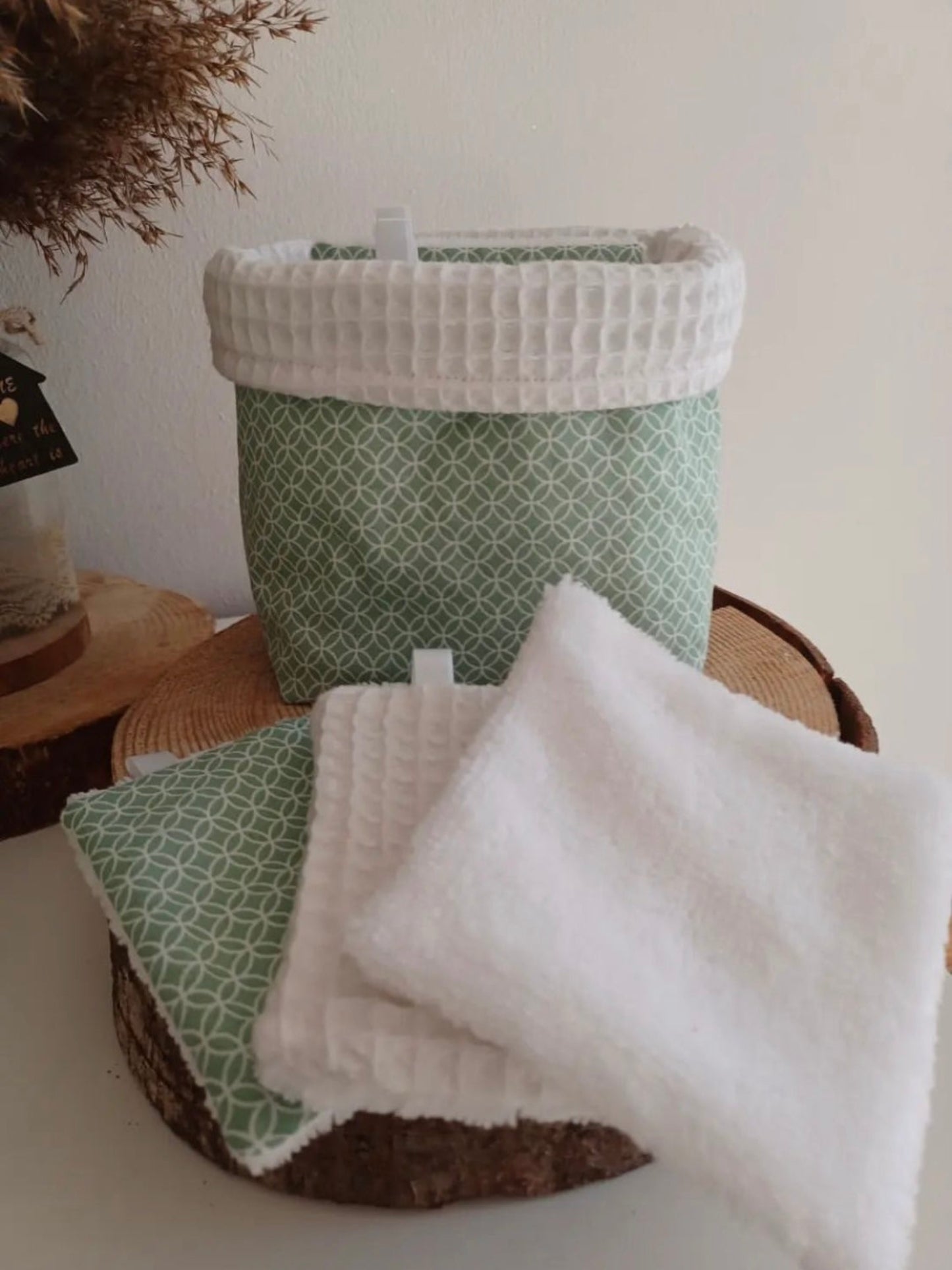 Lingettes lavables et réutilisables + panière