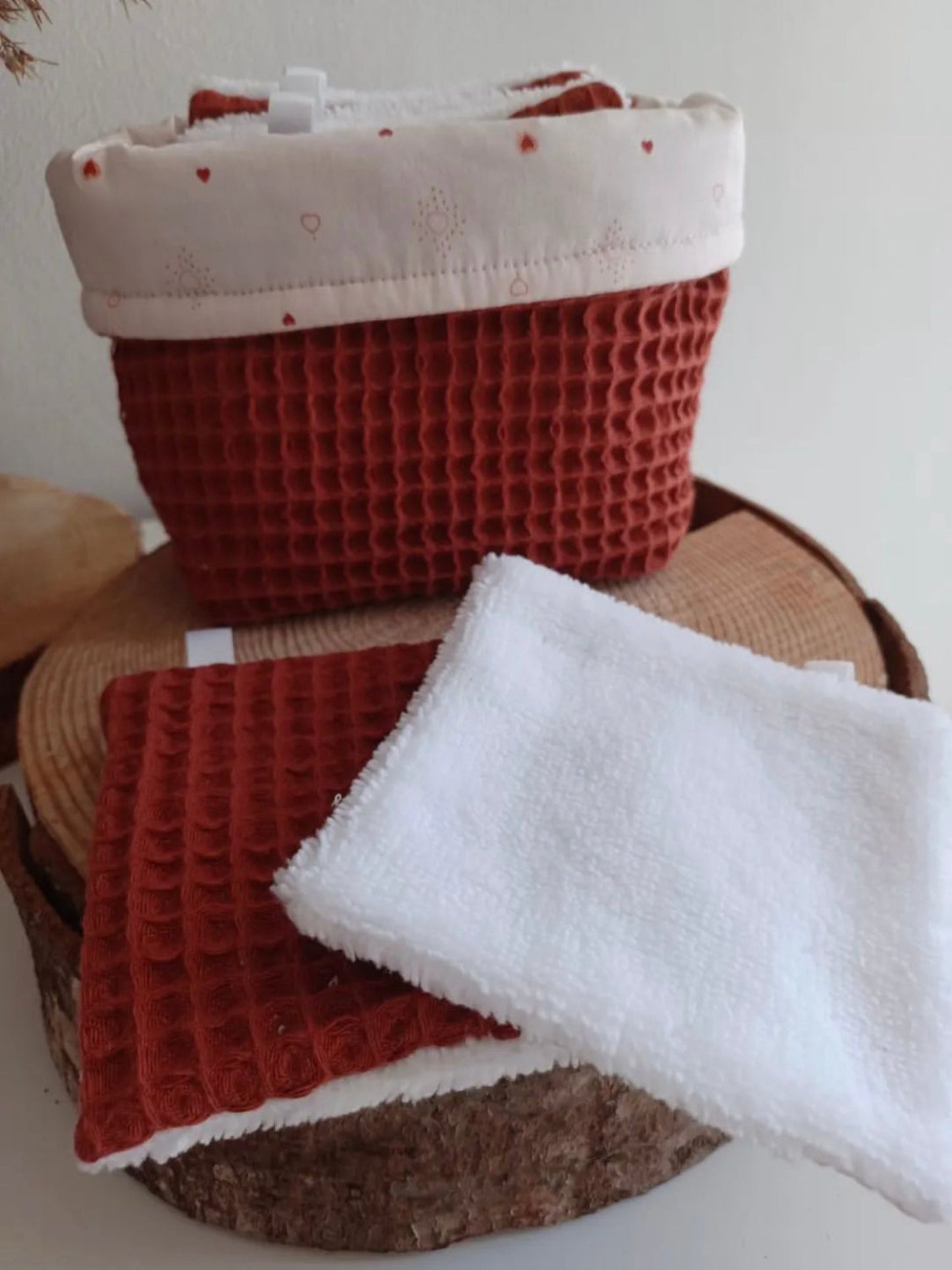 Lingettes lavables et réutilisables + panière